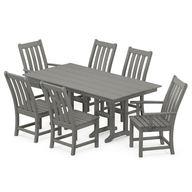 POLYWOOD Vineyard 7-Piece Farmhouse Dining Set - Slate Grey